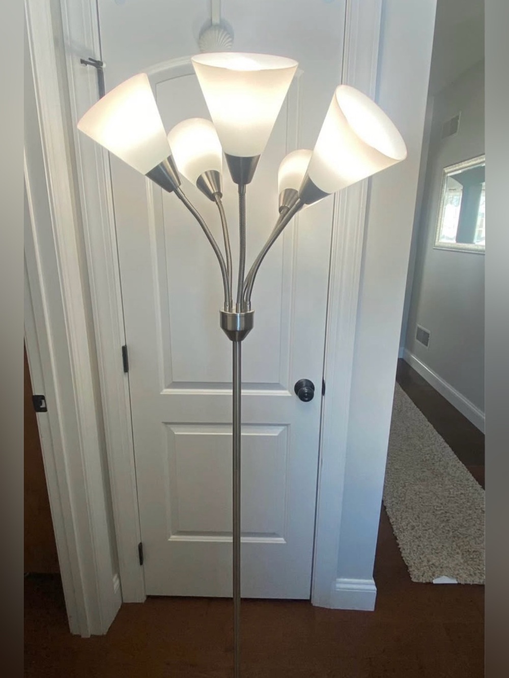 New Hampton Bay Modern 5-Arm Floor Lamp in Brushed Nickel 67”